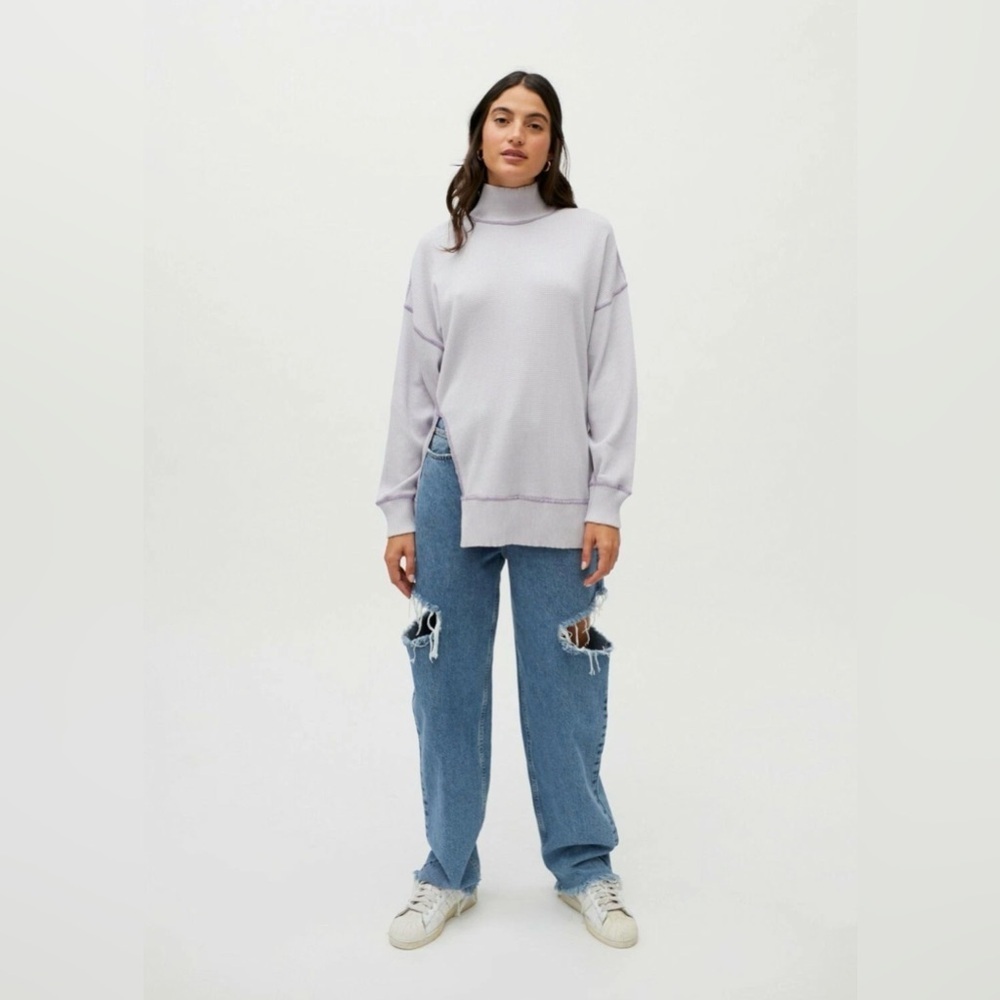 Urban Outfitters Purple Alabaster Womens Waffle Knit Turtleneck